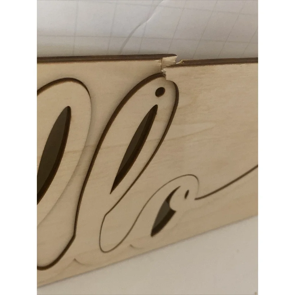 Vosarea Hello Wood Sign Wall Decoration Plaque Natural Unfinished 35x14cm